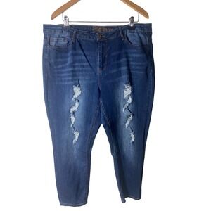 Revolt Womens 20W Distressed Skinny Jeans Medium Wash Plus Size Denim